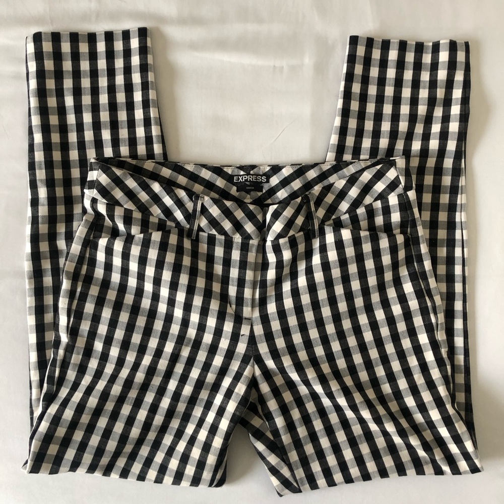 Express Black and White Gingham Low Waisted Pants